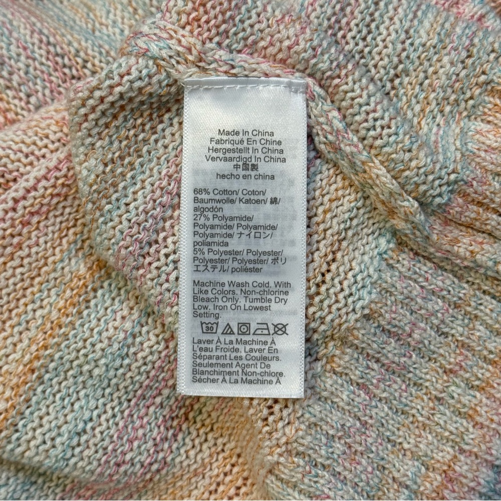 J. Crew Pastel Multicolor Rainbow V-Neck Cotton Button Front Cardigan - Picture 7 of 10